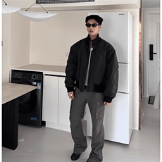 短款廓形棉服男款冬季保暖加棉加厚飞行员夹克高级感立领棉衣外套，男装棉衣，星座1008