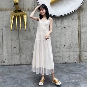 现货已出不断货2021夏装新款吊带裙 166-QZ06 肉色图片