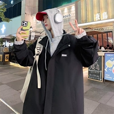 假两件外套男士秋季2023宽松夹克上衣青少年春秋款冲锋衣JX139，男装夹克，星座1116A-1（原606A）