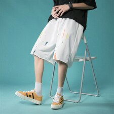 中性风新款短裤泼墨五分裤夏季清爽休闲裤子宽松卫裤8008-P35，男装休闲裤，电商A059