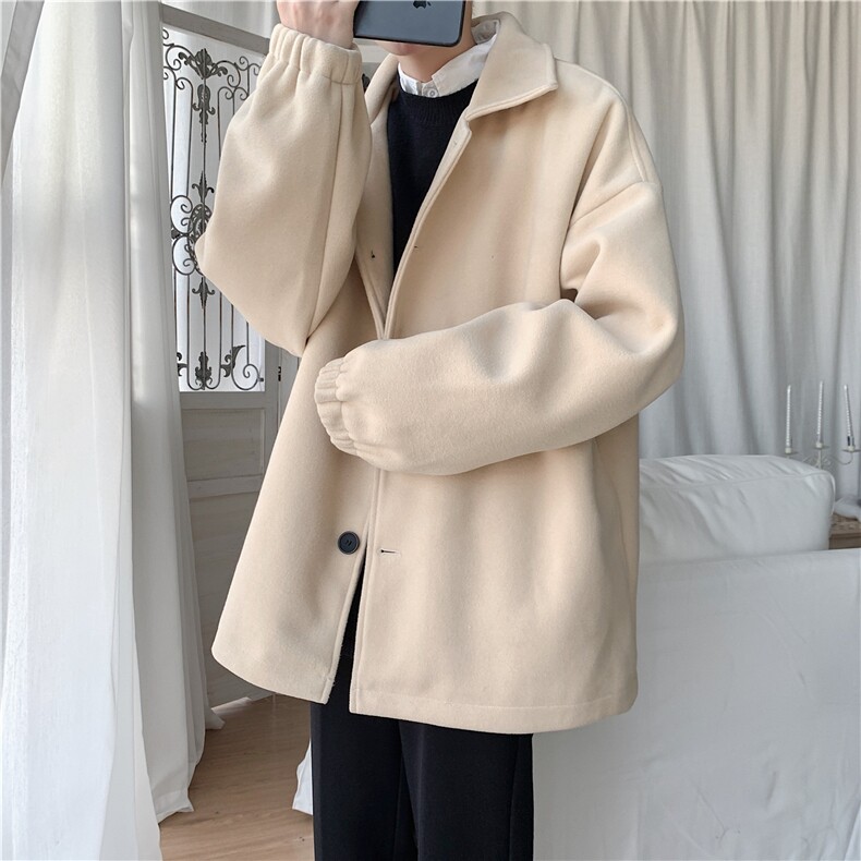 N2070/P75秋冬新款毛呢大衣学生宽松休闲大码呢子外套夹克男控98,男装毛呢大衣,电商A141