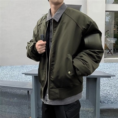 假两件冬季新款翻领棉衣机能面包服潮牌宽松高级感外套-WT821，男装棉衣，星座1002-2