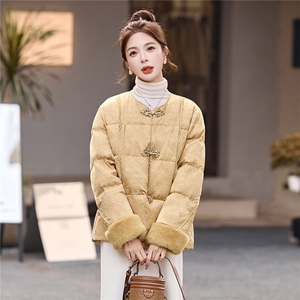 新中式羽绒服女冬季2025新款高级感气质减龄百搭毛绒拼接外套图片