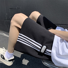 五分裤男士韩版潮流三条杠拼色帅气2024夏季ins五分裤K5517-P33，男装牛仔裤，星座412-2