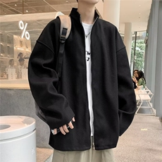 毛呢外套男春秋宽松大码拉链外套2023新款潮流休闲上衣C418，男装夹克，星座1116A-1（原606A）