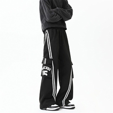 美式hiphop工装裤春秋季2025新款男女款情侣服阔腿裤子K6060-P47，男装休闲裤，星座412-3