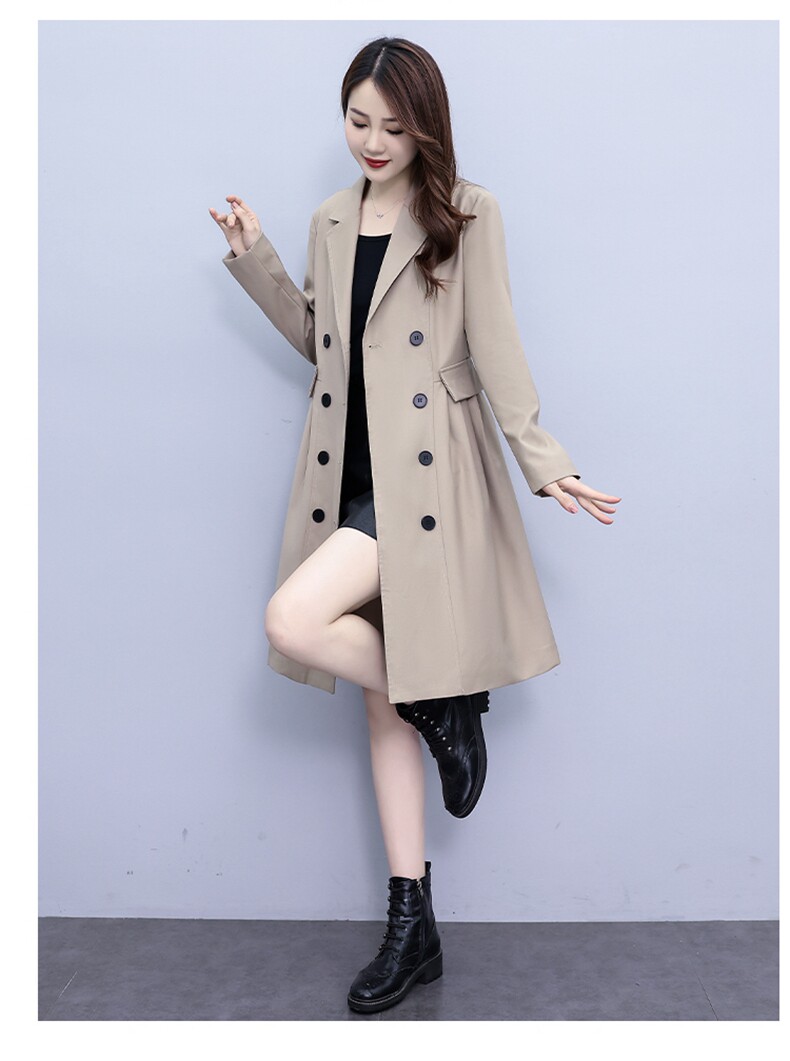 现货高级时尚气质双排中长款西装风衣,女装连衣裙,天丽