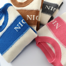 儿童拼色羊毛衫女童毛衣秋冬款中大童宝宝针织厚款圆领套头，童装儿童羊毛衫，唯若美羊绒