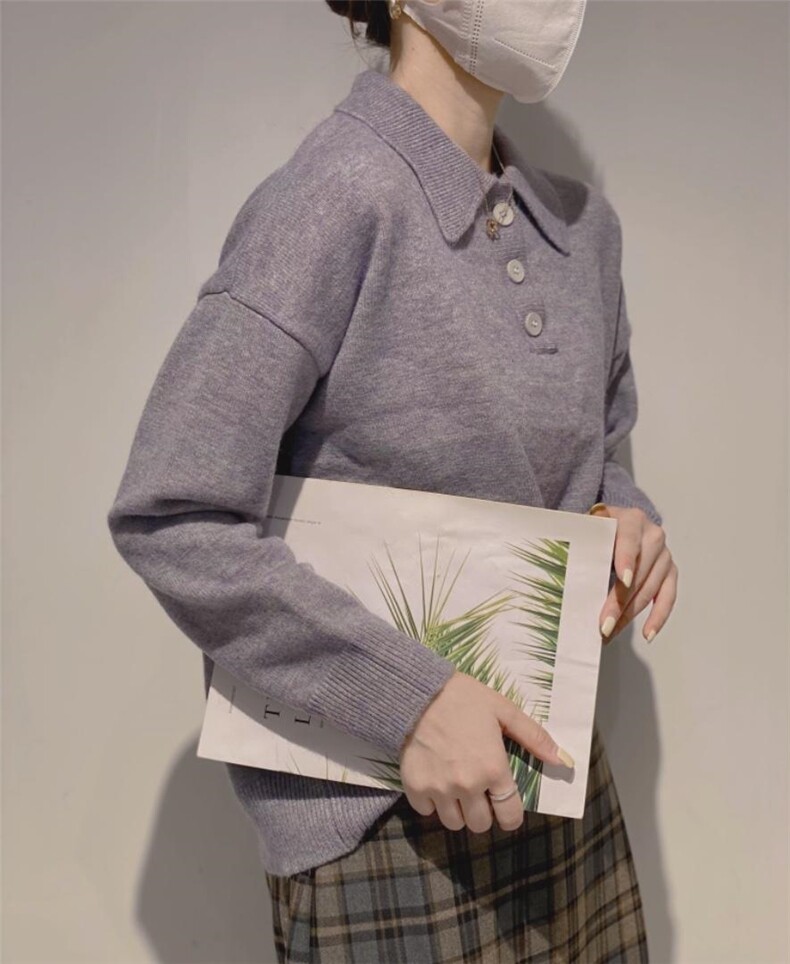 韩系小领毛衣，女装针织衫/毛衣，驿谷