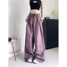 美式高腰轻薄伞兵裤女夏季宽松阔腿裤落伞裤美式工装裤A8899-p35，男装工装外套，星座1008