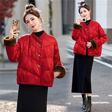 2025年冬季新款过年喜庆外套新中式小个子毛绒加厚保暖时尚羽绒服,女装羽绒服,拾衣,浙宝-杭派风 2025年冬季新款过年喜庆外套新中式小个子毛绒加厚保暖时尚羽绒服,女装羽绒服,拾衣,浙宝-杭派风