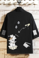 HF59115-P40风汉服男开衫外套七分袖道袍砖墙挂拍，男装民族服装，电商A040A