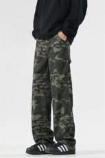 美式直筒裤迷彩牛仔裤男宽松休闲裤男潮牌长裤K2412P45，男装休闲裤，电商A062