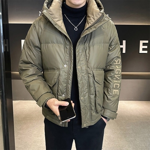 6645 P165冬季男士新款立领时尚短款字母情侣羽绒服店主风图片