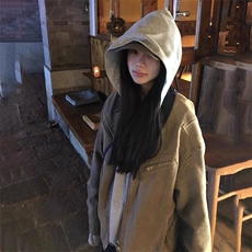 得物二开拼接翻领工装外套初秋水洗做旧夹克小众上衣JK1258-P70，男装夹克，星座1103-3