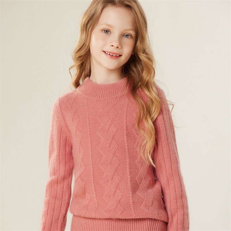 时尚儿童羊绒毛衣秋冬保暖高领针织衫简约百搭女童长袖上衣毛衣，童装儿童羊绒衫，跳跳羊儿童羊绒衫