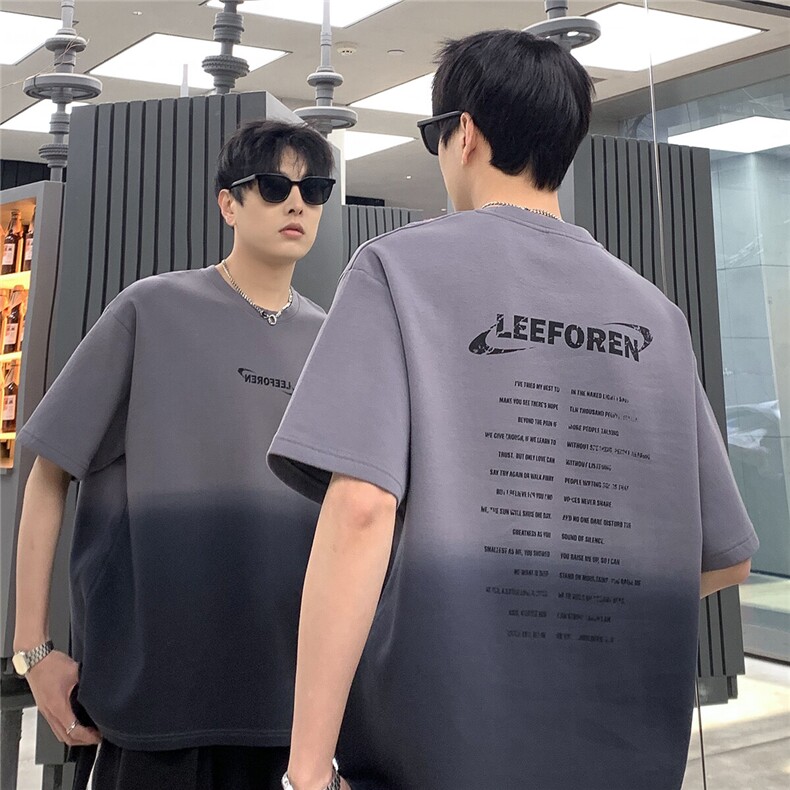 2025新款圆领短袖数码印花渐变洗水款上衣T恤T609-P38，男装T恤，电商C307A