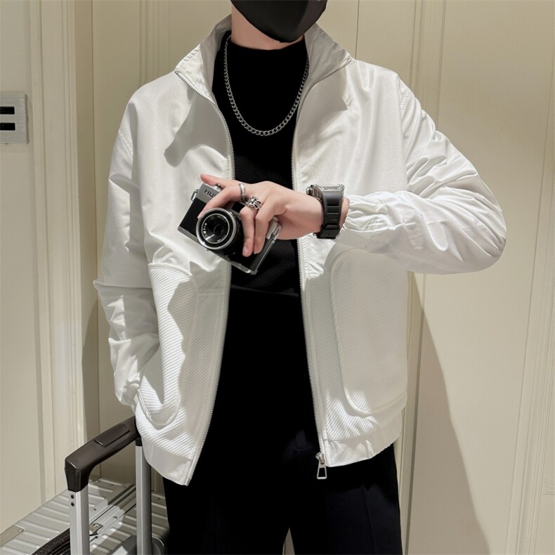 现货2025秋季社会小伙帅气男立领夹克拼接外套JK25P95控128,男装夹克,电商B276A