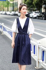 2022夏装新品时尚牛仔背带裙韩版气质版型，女装连衣裙，钱塘布衣
