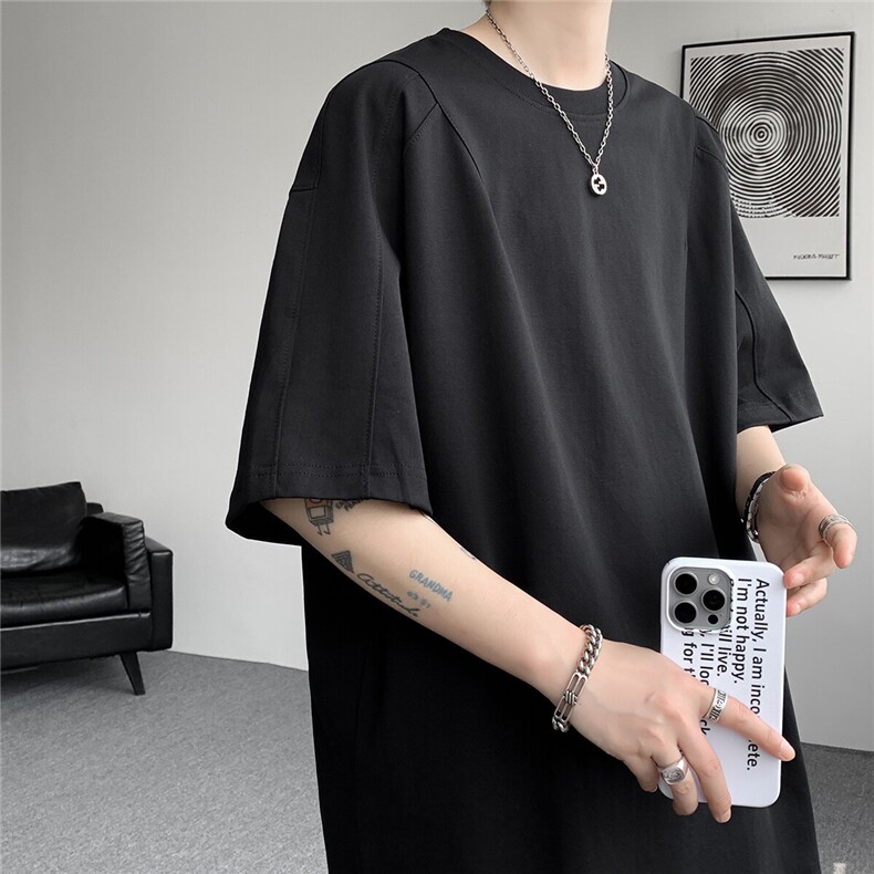 现货T1036-P32特 控58 M-5XL 简约大码立体设计短袖T恤图片