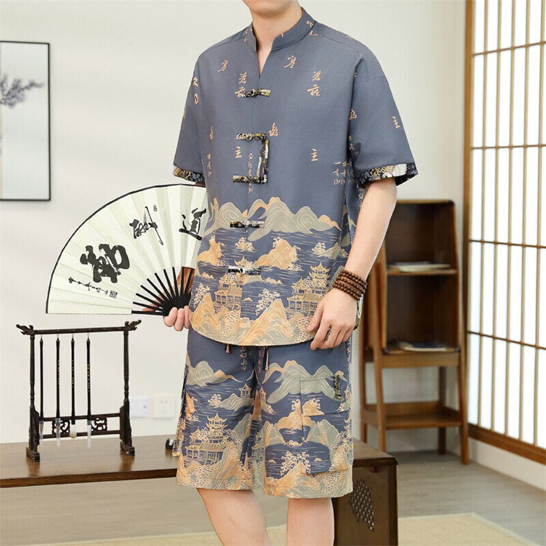 2025年新款夏季风唐装套装两件套男士,男装休闲套装,星座1206（原A206）