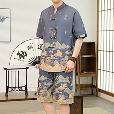 2025年新款夏季风唐装套装两件套男士，男装休闲套装，星座1206（原A206）