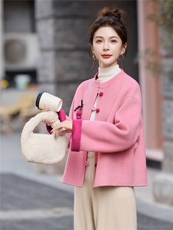 双面呢羊毛大衣2025秋冬新款小个子短款外套高级感新中式呢子外套，女装双面呢大衣，拾衣