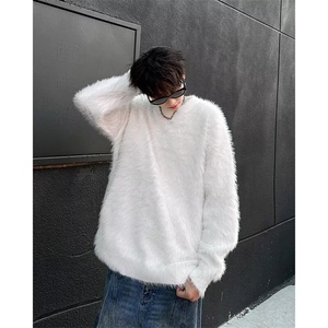 B336P53秋冬打底衫纯色貂毛毛衣圆领男装图片
