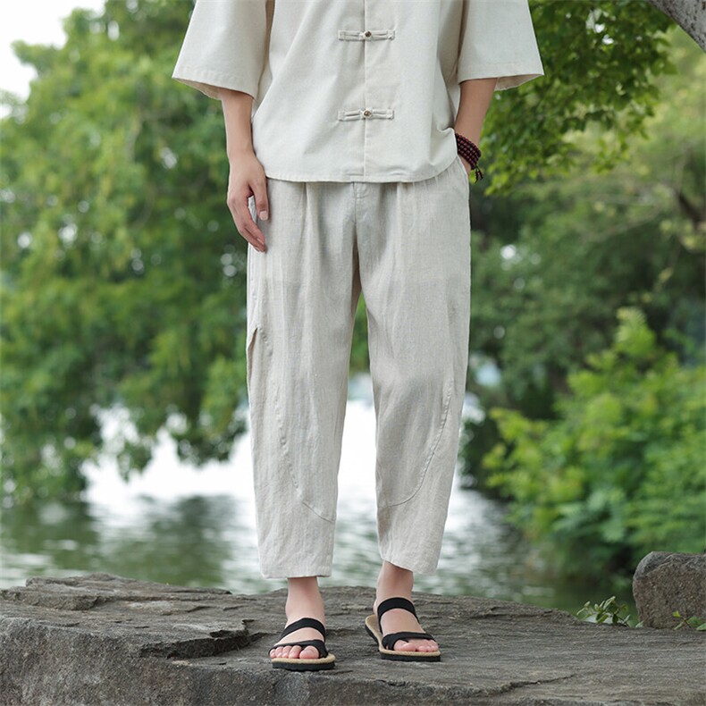 纯亚麻九分裤风星座815-8613p100,男装休闲裤,星座815（原A203）
