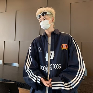 条纹三条杠潮牌联名宽松男女运动衬衫外套男刺绣夹克 JJ22图片