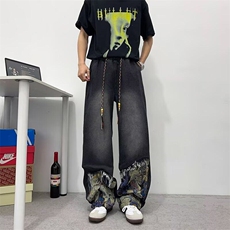 日系新款美式复古微喇牛仔裤男2025新款简约时尚潮流，男装牛仔裤，星座506