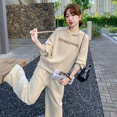 网红炸街连帽卫衣套装女2025早春新款慵懒风休闲运动阔腿裤两件套，女装套装/套裙，2C317