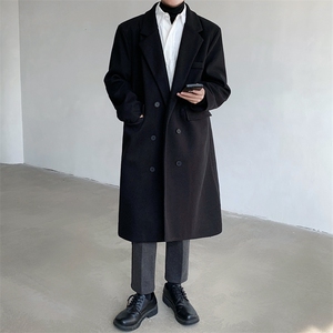 中长款毛呢大衣男2024新款春秋季棉外套高级感英伦风衣JK0252-P98图片