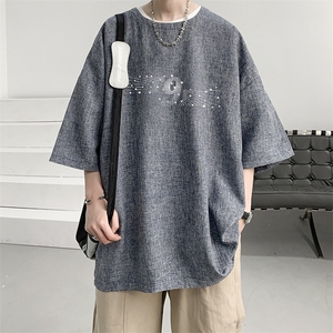 风复古亚麻短袖男棉麻t恤男半袖 ZT71442-P35图片