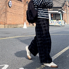 加绒卫裤肌理感格纹休闲裤男2025搭配卫衣毛衣日系裤子1030/P55，男装休闲裤，星座1412-2