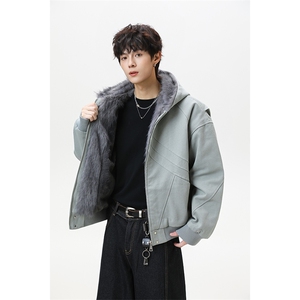 GENIOLAMODE美式潮牌毛领棉服座山雕男冬季连帽外套新款情侣夹克图片
