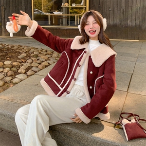 2025新款设计感皮毛一体羊羔毛外套女秋冬甜美风奶乎乎森系超好看图片
