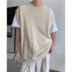 577-P33美式硬汉镂空针织背心男网眼透视宽松无袖t恤透气运动，男装背心/马甲，电商B323A