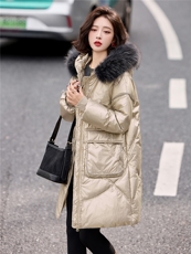 冬季新品时尚真貉子毛领长款加厚休闲宽松洋气羽绒服，女装羽绒服，依多米