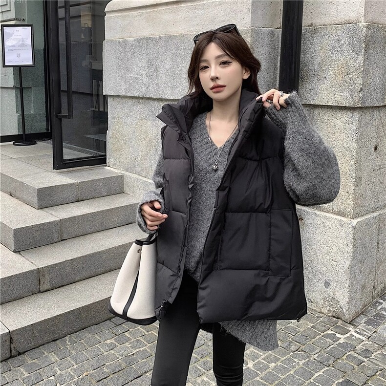韩系保暖立领棉服马甲外套女夏季2025新款宽松中长款复古叠穿马夹,男装背心/马甲,星座1210-1