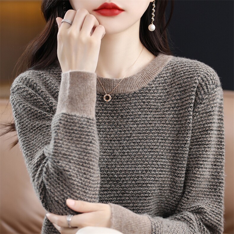 百搭女秋冬羊毛衫羊毛纯色简约圆领毛衣显瘦保暖针织衫,女装羊毛衫,天佑贝依