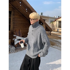 韩版半高领质感针织衫男宽松秋冬高级感慵懒宽松毛衣外套，男装针织衫/毛衣，星座506A