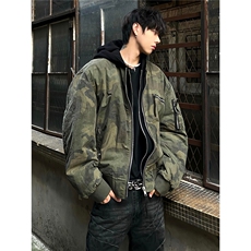 美式迷彩男款夹克连帽假两件棒球服外套MF01-P97，男装夹克，星座208-5