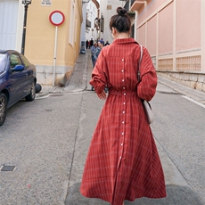 现货2021春秋季新款格子连衣裙225-F12-P105（控158），女装连衣裙，浙宝225