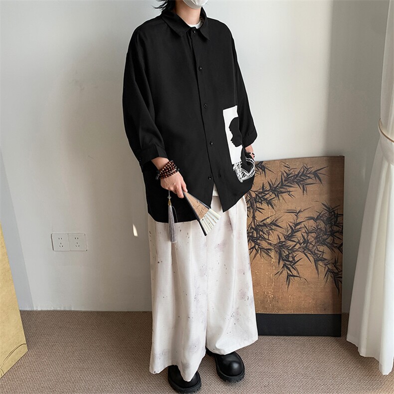 短袖衬衫男宽松七分袖上衣ins港风痞帅衬衣韩版潮流夏季薄款外套,男装衬衫,星座505-2（原电商A260-1)