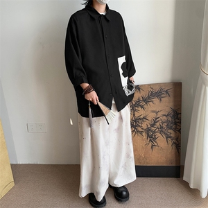 短袖衬衫男宽松七分袖上衣ins港风痞帅衬衣韩版潮流夏季薄款外套图片