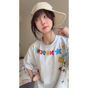 【有货】BK900CC-特P28 美式涂鸦卡通印花短袖T恤男女图片