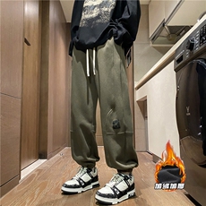 抖音品质港风冬季新款加绒保暖宽松束脚卫裤B315-K23490-p65控88，男装休闲裤，电商B315