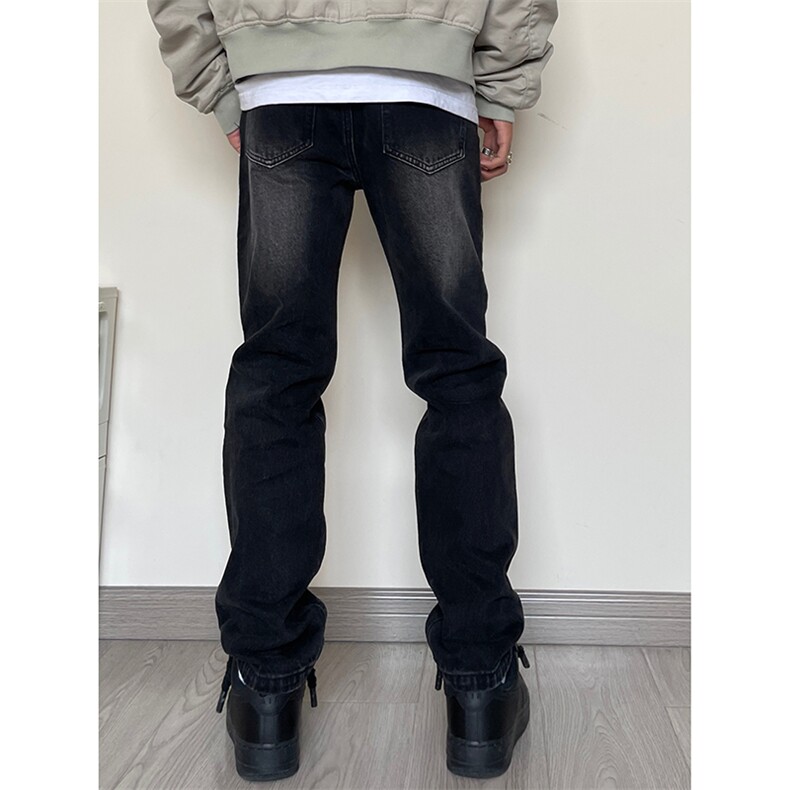 B221美式ins高街小众百搭泥黄色小脚牛仔裤LK23009-P55控78,男装牛仔裤,电商B221