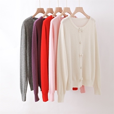 羊绒开衫女2025秋冬新款100羊绒外套圆领开衫红色蝴蝶结上衣外穿，女装羊毛衫，暖思雅